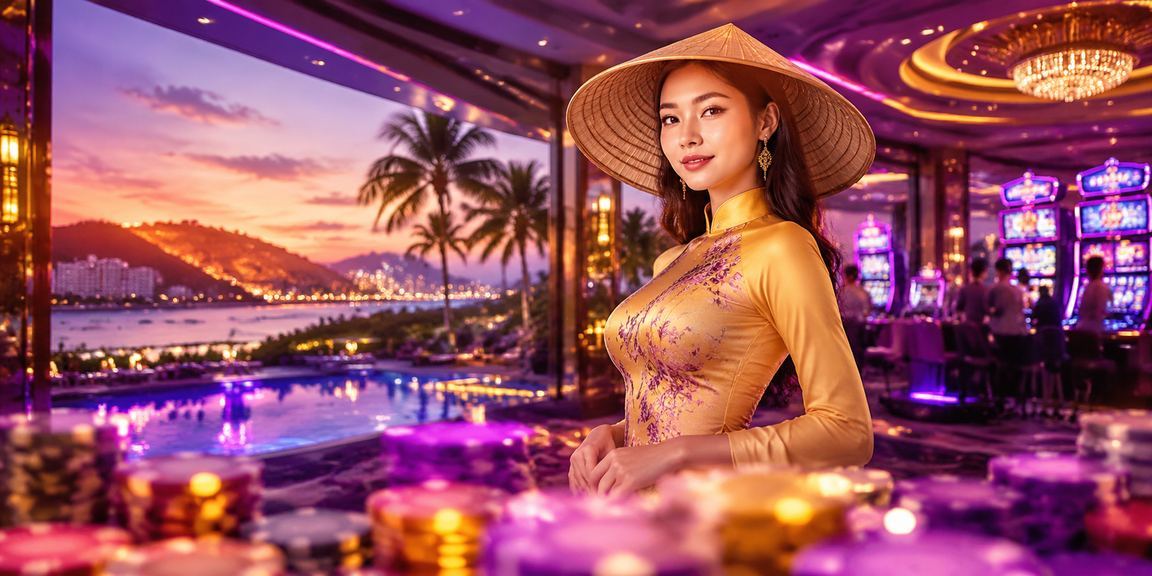 Người dùng đội nón lá chơi slot game trên điện thoại tại Mũi Né