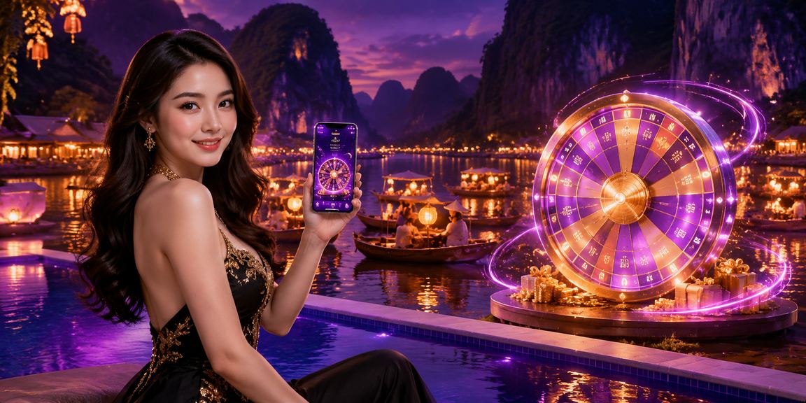 Cảnh chơi Roulette trong ánh đèn neon tại Ninh Bình – không khí giải trí casino buổi tối